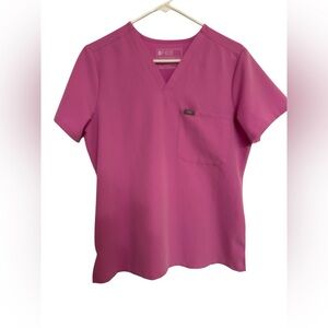 FIGS Pink V-Neck Scrub Top
